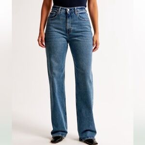 Abercrombie Curve Love High Rise 90s Relaxed Distressed Hem Jean 30 Long